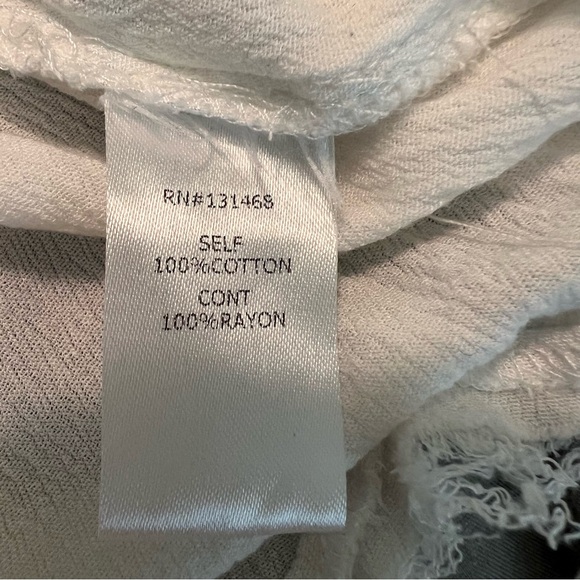 Fate Tiered French Terry and Gauze Boho Layered Tiered Top White and Grey Medium - Picture 8 of 11